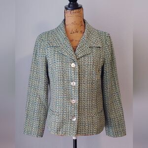 Chico's Tweed Lined Button Down Blazer Sz 1 (Sz 8)